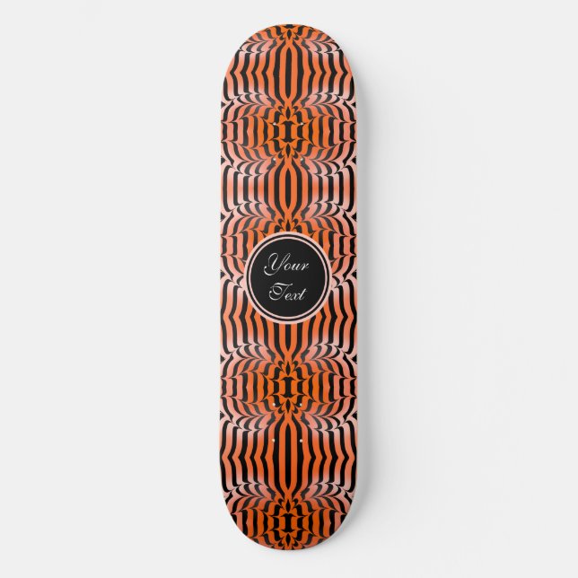 Elegante Ästhetik Orange & Black Tiger Skin Print Skateboard (Vorderseite)