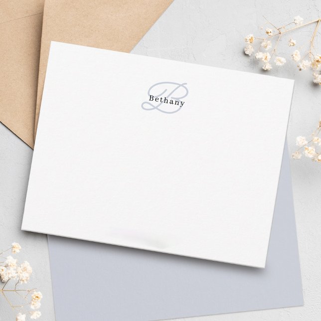 Elegante ästhetische Kalligraphie Mute Gray Monogr Mitteilungskarte (Von Creator hochgeladen)