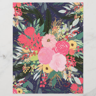 Elegante Astral Aura Winterblumen & Goldpunkte Briefbogen