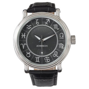 Elegante Astrologie-Zeichen - 12 Tierkreis-Symbole Armbanduhr