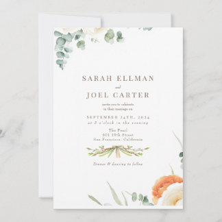 Elegante, ätherische botanische Hochzeitseinladung Einladung