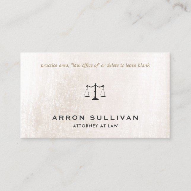 Elegante Attorney Ivory White Marble Business Card Visitenkarte (Vorderseite)