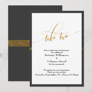 Elegante, aufgeschobene Wedding Gray & Gold Stripe Einladung