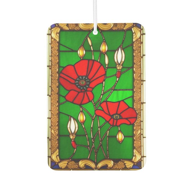 Elegante, aus Glas bestehende rote Blume Autolufterfrischer (Vorderseite)
