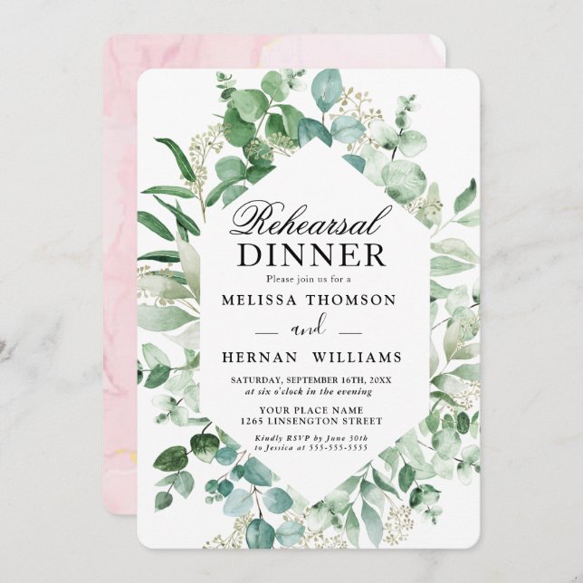 Elegante Autobús de Ensayos de Invitación de Cena Einladung (Vorne/Hinten)