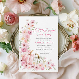 Elegante Autumn Pumpkin and Floral Baby Shower Einladung