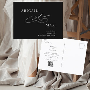Elegante B/W-Hochzeit-Save-the-Date-Ankündigung Postkarte