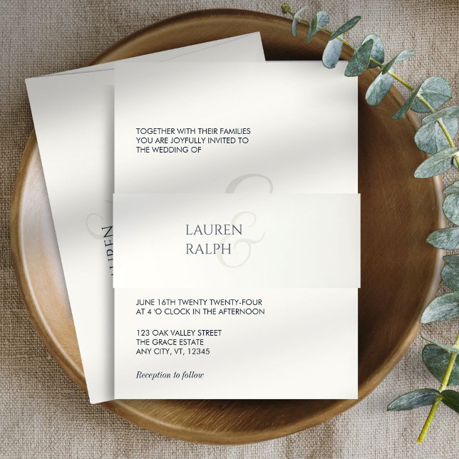 Elegante B&W Minimalistische Skripthochzeit Einladungsbanderole (Von Creator hochgeladen)