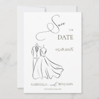 Elegante B&W Tux & Dress Save the Date Hochzeit