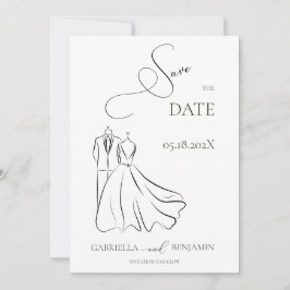 Elegante B&W Tux & Dress Save the Date Hochzeit Einladung