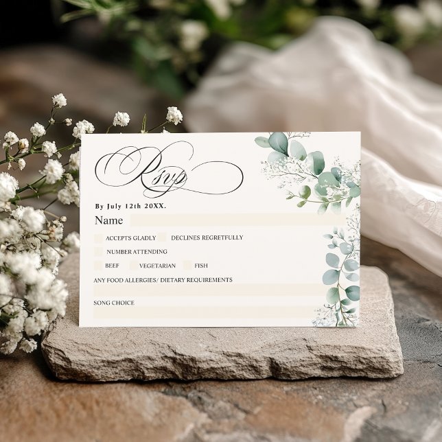 Elegante Baby-Atem-Kranz Dusty Greenerenerity Wedd Einladung (Elegant baby Breath Wreath Dusty Greenery Wedding Invitation)