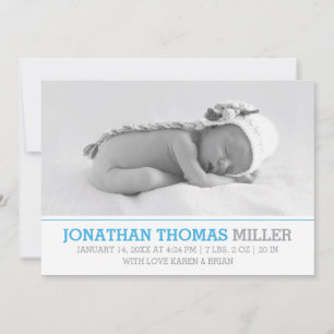 Elegante Baby Birth Announcement Foto Card Ankündigung
