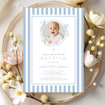 Elegante Baby-Blau-Bogen-Foto-Junge-Taufe