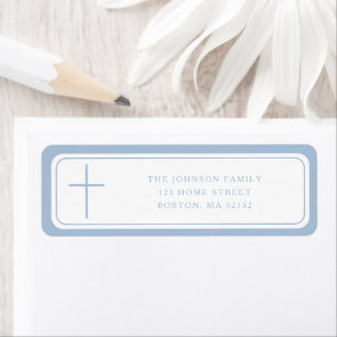 Elegante Baby-Blau-Kreuz-Jungen-Tauf-Anschrift 