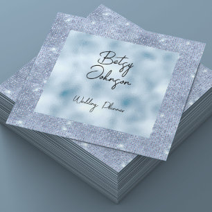 Elegante Baby Blue Glitzer and Foil Business Card