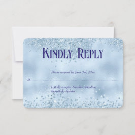 Elegante Baby Blue Glitzer & Foil Wedding RSVP Kar Karte