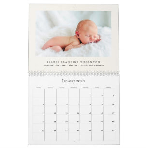 Elegante Baby-Geburtsanzeige Foto 2027 Kalender