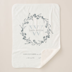 Elegante Baby Laurel Wreath Monogram Baby Statats Sherpadecke