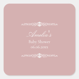 Elegante Baby-Party im Regency-Stil in Rosa Quadratischer Aufkleber
