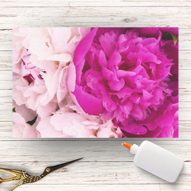 Elegante Baby Pink und Fuchsia Peonies Seidenpapier (Von Creator hochgeladen)