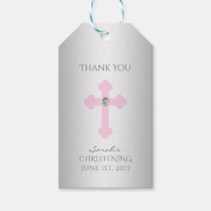 Elegante Baby-Rosa-Kreuz-Taufe/Taufmädchen Geschenkanhänger