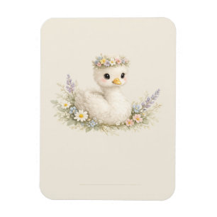 Elegante Baby-Schwan-Wildblumen-Aquarell-Papeterie Magnet