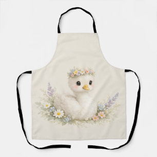 Elegante Baby-Schwan-Wildblumen-Aquarell-Papeterie Schürze