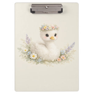 Elegante Baby-Schwan-Wildblumen-Wasserfarben-Papet Klemmbrett