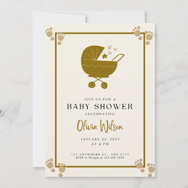Elegante Baby Shower Einladung (Vorderseite)