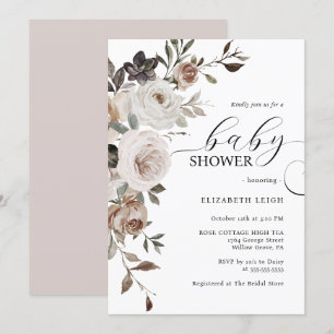 Elegante Baby-Shower-Einladung mit Blumenmotiv Einladung
