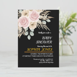 Elegante Baby-Shower-Einladung mit Blumenmotiv für Einladung