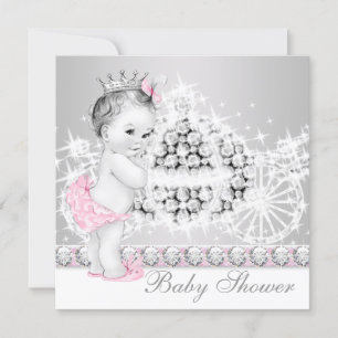 Elegante Baby Shower für eine Prinzessin in Rosa u Einladung