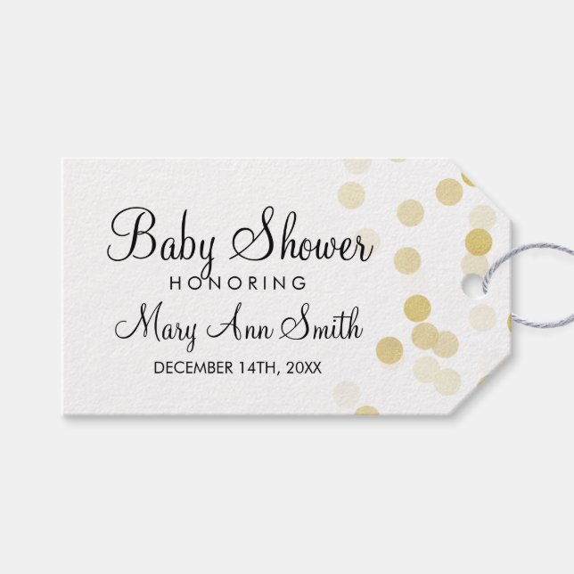 Elegante Baby Shower Gefallen Goldenen Foil Glitze Geschenkanhänger (Vorderseite (Horizontal))