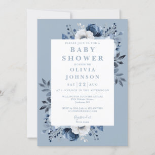 Elegante Baby-Shower im Landhausstil in staubigem  Einladung