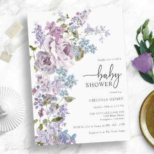 Elegante Baby Shower in Lila Einladung