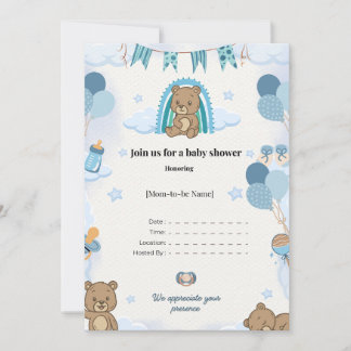 Elegante Baby-Shower-Karte im Flachformat zur Beka Ankündigung