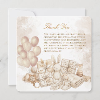 Elegante Baby Shower-Karte in Braun und Pastell Dankeskarte