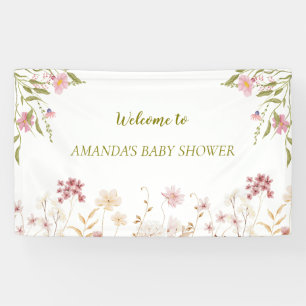 Elegante Baby Shower mit Wildblumen Banner