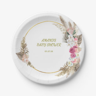Elegante Baby Shower mit Wildblumen Pappteller