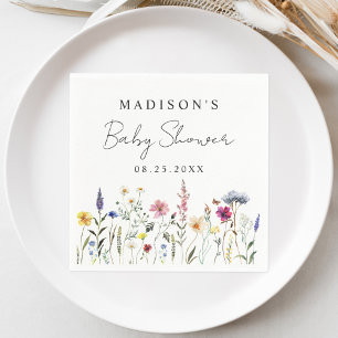 Elegante Baby Shower mit Wildblumenwiese Serviette