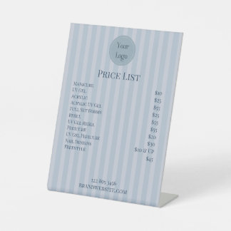 Elegante Babyblaue Streifen Preisliste Sockelschild