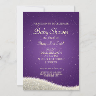 Elegante Babydusche Dazzling Glitzern Lila Einladung