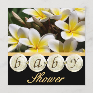 Elegante Babydusche Frangipani Einladung