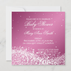 Elegante Babydusche mit glattem Wellenrad Rosa Einladung