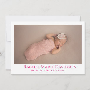 Elegante Babymädchen-Fotocollage Geburtsanzeige Einladung