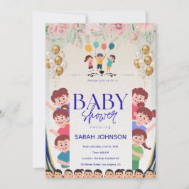 Elegante Babyparty-Einladung | Florales Design Einladung
