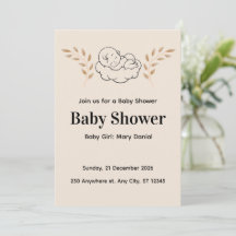 Elegante Babyparty-Einladung im modernen Boho-Stil