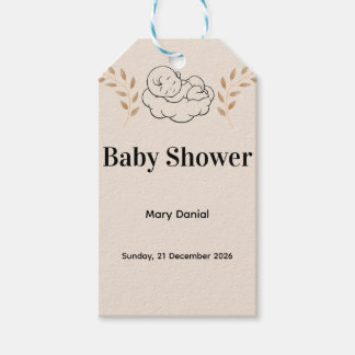 Elegante Babyparty-Einladung im modernen Boho-Stil Geschenkanhänger