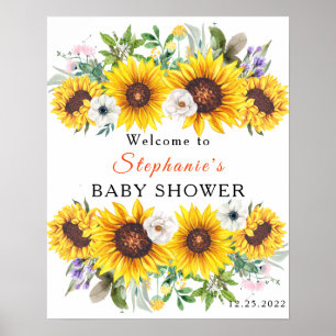 Elegante Babyparty-gelbe Sonnenblumen-Blume Poster