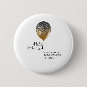 Elegante Babyparty Gold Luftballon Button